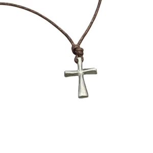 Collar de cruz para hombre con cordón de cuero, collares de cruz para hombre - Picture 1 of 12