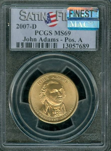 2007 D  JOHN ADAMS DOLLAR PCGS MS69 SF POS A MAC FINEST REGISTRY * - Picture 1 of 2
