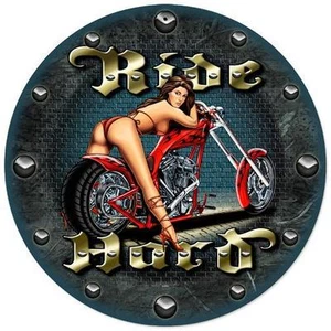 Garage, Hot Rod or Motorcycle Shop 14" Wall Clock "Ride Hard" Tail Chopper! - Picture 1 of 1