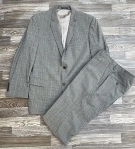 John Varvatos EE. UU. 42R Ewan Glen Traje de Lana Gris Pantalones 34x29 - Imagen 1 de 21