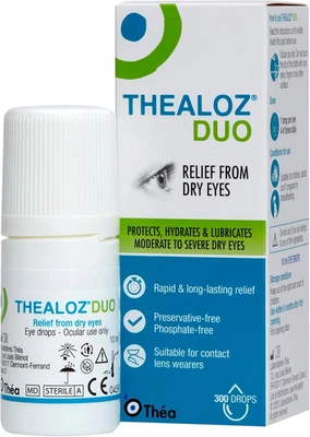 THEA PHARMACEUTICALS Thealoz Duo Eye Drops - Rapid & Long-Lasting Relief for Dry, Tired & Sore Eyes |