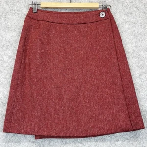 Boden tweed gonna avvolgente in lana a spina di pesce taglia UK 8R rossa da donna pre amata ottime condizioni - Foto 1 di 6