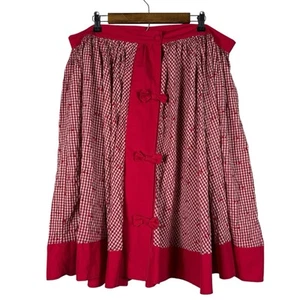 Unique Vintage Skirt Red Gingham Cherries Bows Rockabilly Pin Up Women's 2X - Picture 1 of 5
