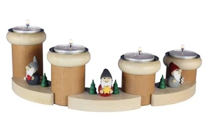 Adventsleuchter Wichtel 7-tlg mit Teelichtern bunt 32x8 cm Wichtellicht Koboldin - Bild 1 von 1