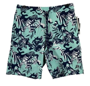 Lands End Mens Size Small Aqua Blue Tropical Swim Trunks - Picture 1 of 11