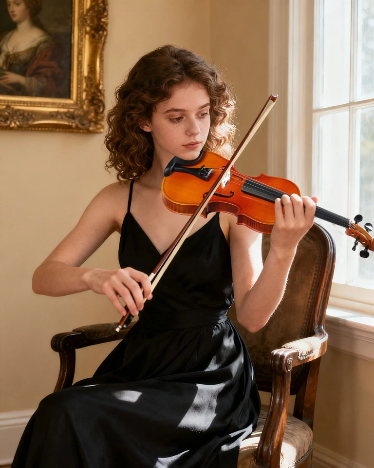 5x Kid Gift Play Acoustic Violin 4/4 Full Size With Case and Bow Rosin Natural