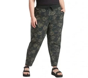 NWOT ATHLETA Terra Firma Olive Size 22 Trekkie North Printed Jogger UPF - Picture 1 of 14