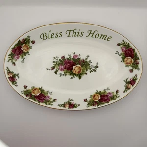 Royal Albert Old Country Roses Sentimental Plate Bless This Home Platter Tray  - Picture 1 of 6