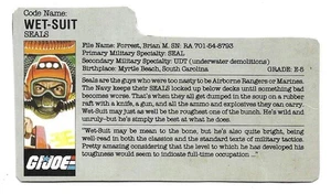 1986 Wet Suit v.1 FILE CARD #1 gray filecard bio original GI Joe JTC - Picture 1 of 2