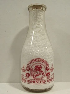 TRPQ Milchflasche Old Homestead Dairy Farm Windsor VT WINDSOR COUNTY Kuhkopf - Bild 1 von 2