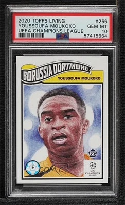 2020 Topps UCL Living /7600 Youssoufa Moukoko #256 PSA 10 GEM MT Rookie RC - Image 1 of 3