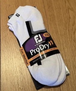FootJoy Men's ProDry Golf Socks 2 Pairs White Size 7-12 NEW - Picture 1 of 3