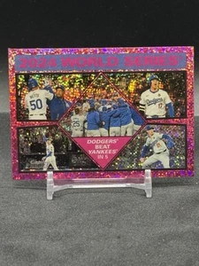 2025 Topps Heritage 2024 World Series Dodgers Pink Sparkle Chrome SP - #462 - Picture 1 of 2