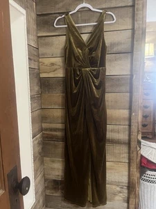 Lulus Beautiful Evenings Olive Green Velvet Twist Front Maxi Dress Size XL NWOT - Picture 1 of 8
