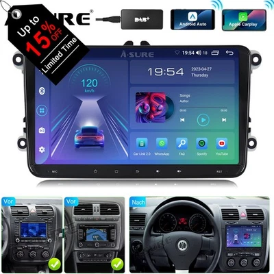 DAB+ Apple CarPlay Android 14 Autoradio GPS Für VW Golf 5 6 Passat Tiguan Touran - Bild 1 von 4