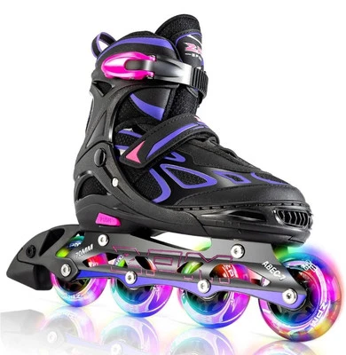 Vinal Girls Adjustable Flashing Inline Skates, All Wheels Light Up, Fun... - Imagem 1 de 4