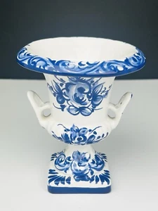 Vaso ceramica vintage urna di design made in Portugal blu e bianco dipinto a mano - Foto 1 di 18