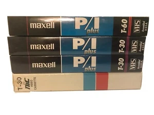LOT OF 3 Maxell P/I Plus T-30 T-60 Blank Video Cassette Tapes & Nic T-30Super HG - Picture 1 of 12