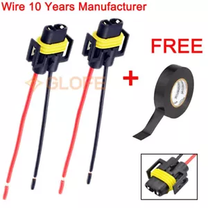 GLOFE Wiring 9448 Pigtail Female H8 2X Harness Fog Light Bulbs Socket Plug OE - Picture 1 of 9