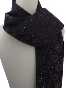 New Men's Designer Black Scarf with with Purple Paisley Design - Picture 1 of 8