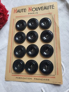 Plaque12 gros boutons vintage noir diamètre:  2,6 cm  T18 - Imagen 1 de 5
