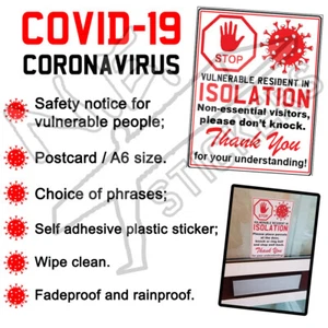 Parcels Self Isolation Door Sticker Sign Shielding Vulnerable Social Distance - Picture 1 of 6