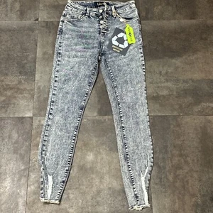 Indigo Rein 25Wx25L High Rise Cropped Distressed Cuff Juniors Denim Jeans NWT - Picture 1 of 11