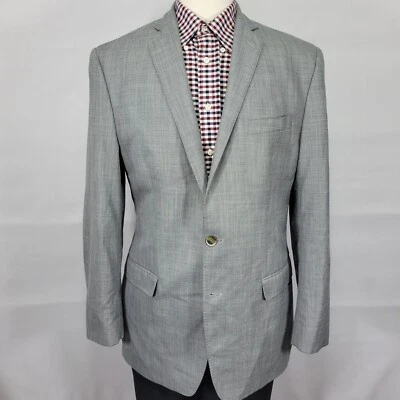 Van Heusen Men's Sport Coat Blazer Two Button Gray Sharkskin Poly Blend 42L - Image 1 of 4