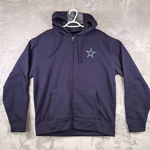 Dallas Cowboys Auténtica NFL Cremallera Completa Sudadera con Capucha Azul Marino Hombres Chaqueta Grande - Imagen 1 de 8