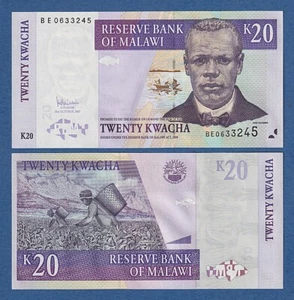 MALAWI -- 20 KWACHA ( 2007 ) -- UNC -- PICK 52c . - Picture 1 of 1