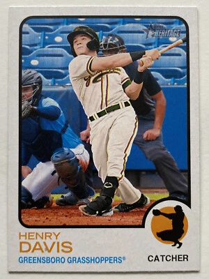 HENRY DAVIS RC 2022 TOPPS HERITAGE #201 PITTSBURGH PIRATES ROOKIE SP - Image 1 of 2