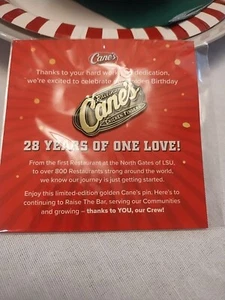 New Raising Cane's Chicken 28 Years One Love Crew Golden B-Day Hat Pin Pinback - Picture 1 of 2