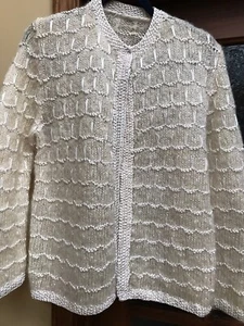 Hand Knitted Channel Jacket Of Kid Mohair And Rayon Ribbon Good Used Condition - Picture 1 of 5