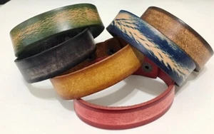 Fashion MEN/Women Gradient Real Leather Wristband Buckle Bracelet /Bangle 8"-9" - Picture 1 of 15