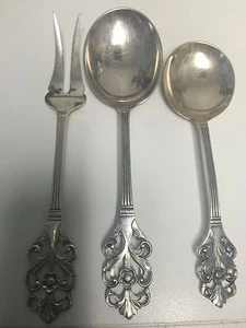 WIKINGER ROSE 830 SILBER 2 SERVIERLÖFFEL UND GABEL - Bild 1 von 11