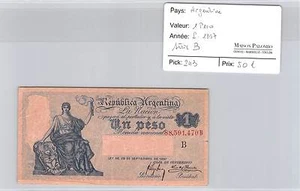 Banknote Argentina - 1 Peso THE / OF 1897 - Serie B - Picture 1 of 2