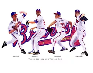 FOTO SIN FIRMAR DE LOS BRAVES PITCHER 8X10 GLAVINE SMOLTZ MADDUX WHLERS - Imagen 1 de 1