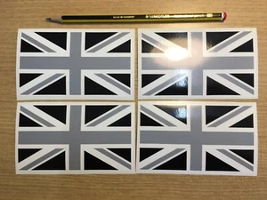 X4 UK GB Union Jack Flags Sticker Decal For your Car Motor Bike, Black & Grey. - Picture 1 of 2