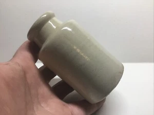 Squatty Antique Cream Colored Large Month Stoneware Bottle. - Picture 1 of 4