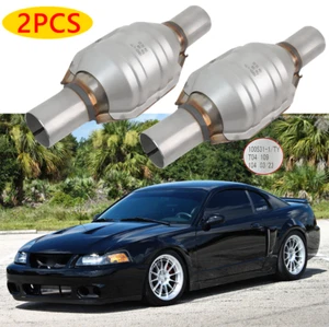 Pair 2" Inlet/Outlet Catalytic Converter w/ Heat Shield EPA For Ford Mustang - Picture 1 of 13