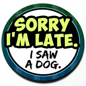 Sorry I'm Late I Saw a Dog - Magnetic Grill Grille Badge for MINI Cooper - Picture 1 of 3