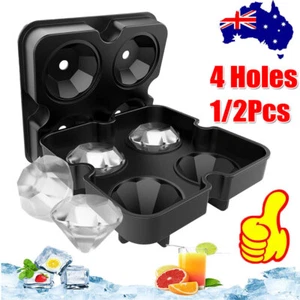 1x/2x 4 Diamond Shape 3D Ice Cube Tray Chocolate Mold Silicone Trays AU STOSW - Picture 1 of 19