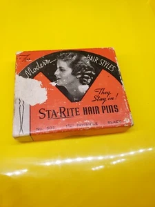 Vintage box of STA-RITE Hair Pins over 80 pins mixed lot Shelbyville Illinois - Picture 1 of 3