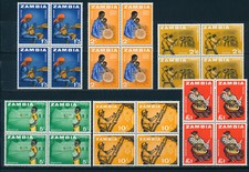 ZAMBIA 1964 DEFINITIVES SG102/107 (HIGH VALUES) BLOCKS OF 4 MNH