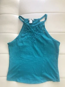 Bozzolo Women’s Sleeveless Front Mesh Crop Top Blue Size Small - Picture 1 of 5