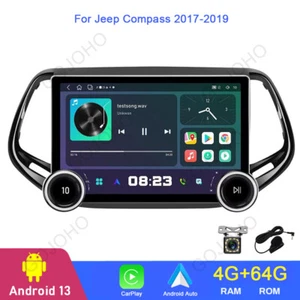 Radio estéreo para automóvil 4+64 GB Apple Carplay para Jeep Compass 2017-2019 Android 13 navegación - Imagen 1 de 21