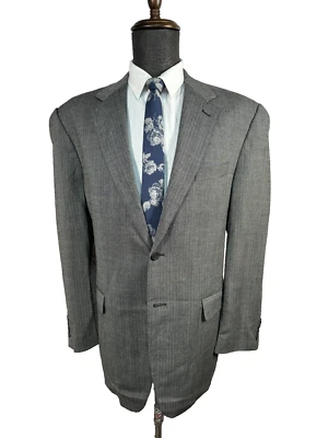 CHAPS Mens Gray HERRINGBONE WOOL 2 Button Sport Coat Blazer Jacket SIZE 44R - Image 1 of 4