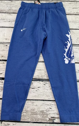 Nike Duke Sweatpants Size Large Retro Blue Devil Flame Logo Blue DJ7041-480 Mens Cover