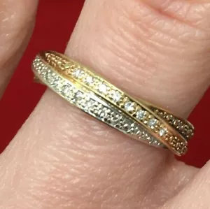 Three Band Weave Twist Diamond Band 14k Multi Color Gold - Bild 1 von 9
