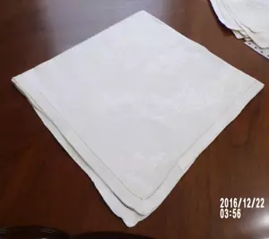Napkins (6), 20" x 20", White on White, Geometric Design with Flowers - Picture 1 of 2